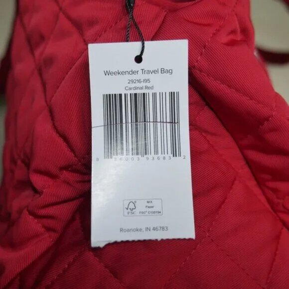 Vera Bradley Weekender Travel Duffel Bag Cardinal Red Performance Twill Carry On - Picture 5 of 12
